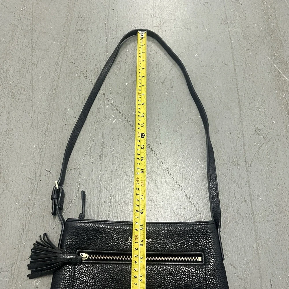 Kate Spade New York Pebbled Leather Crossbody Bag Black Tassel Zip Purse - Picture 13 of 16